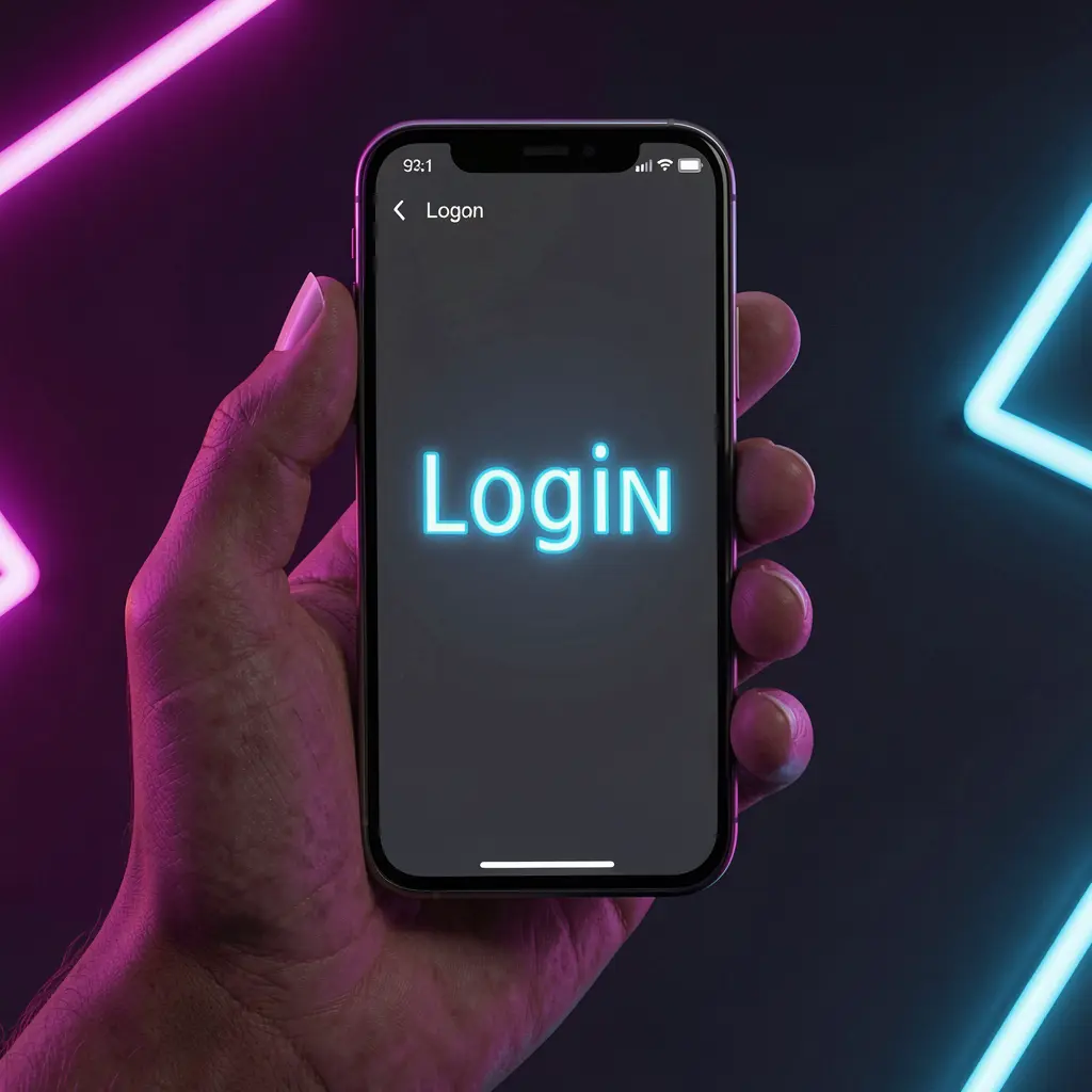 Stylish smartphone with a bright login screen being held in hand representing secure access to the 95OK casino account in Bangladesh